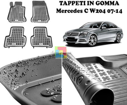 MERCEDES CLASSE C W204 07-14 TAPPETINI AUTO IN GOMMA - TAPPETI TOP QUALITA -1-