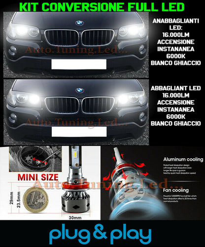 LAMPADE ANABBAGLIANTI + ABBAGLIANTI LED 16.000LM PER BMW X3 E83
