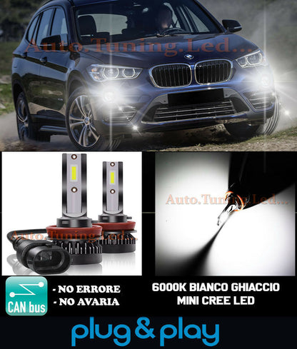 LAMPADE FENDINEBBIA A LED CREE BMW X1 F48 CAMBUS BIANCO GHIACCIO 8000LM