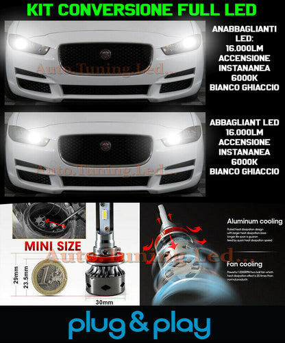 LAMPADE ANABBAGLIANTI + ABBAGLIANTI DIURNE JAGUAR XE NO AVARIA 16.000LM
