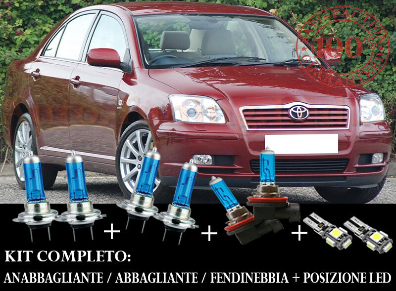 TOYOTA AVENSIS 2003-2008 SET COMPLETO LAMPADE BLU XENON + POSIZIONE A LED