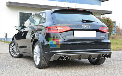 UNDER BUMPER AUDI A3 8V SPORTBACK 2012-2015 RS3 DIFFUSER 4 EXHAUSTS ABS -