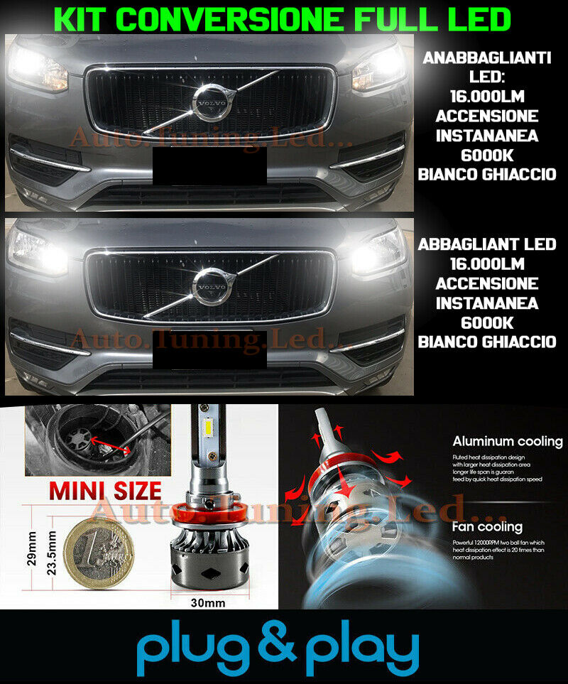 LAMPADE ANABBAGLIANTI + ABBAGLIANTI LED 16.000LM PER VOLVO XC90 II