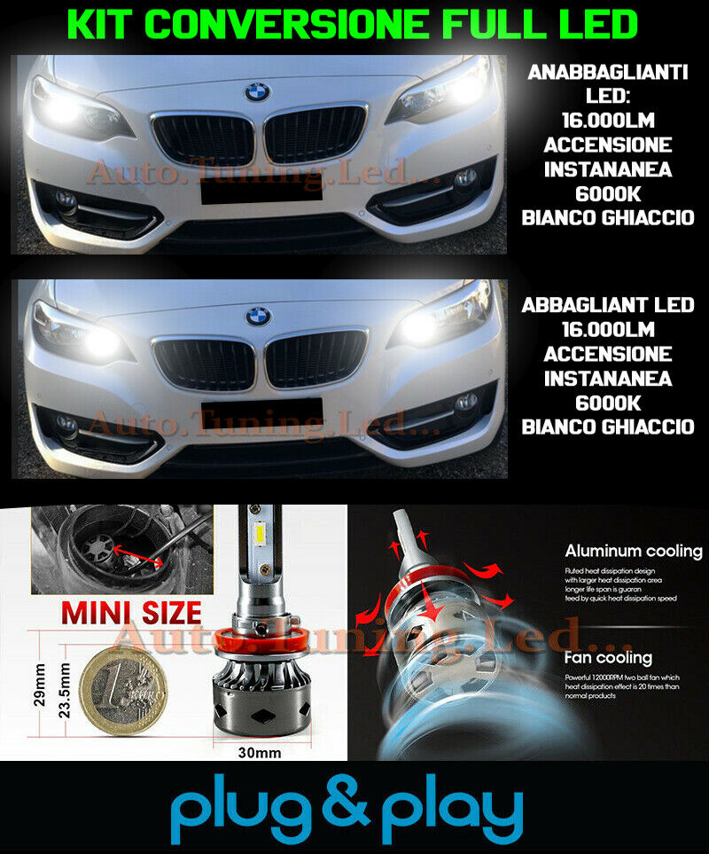 LAMPADE ANABBAGLIANTI + ABBAGLIANTI DIURNE BMW SERIE 2 F22 NO AVARIA 16.000LM