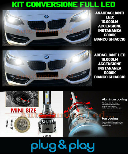 LAMPADE ANABBAGLIANTI + ABBAGLIANTI DIURNE BMW SERIE 2 F22 NO AVARIA 16.000LM
